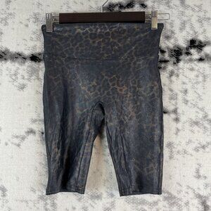 Spanx Bike Shorts Women's Size Small Metallic Cheetah Print‎ Athleisurre Gym